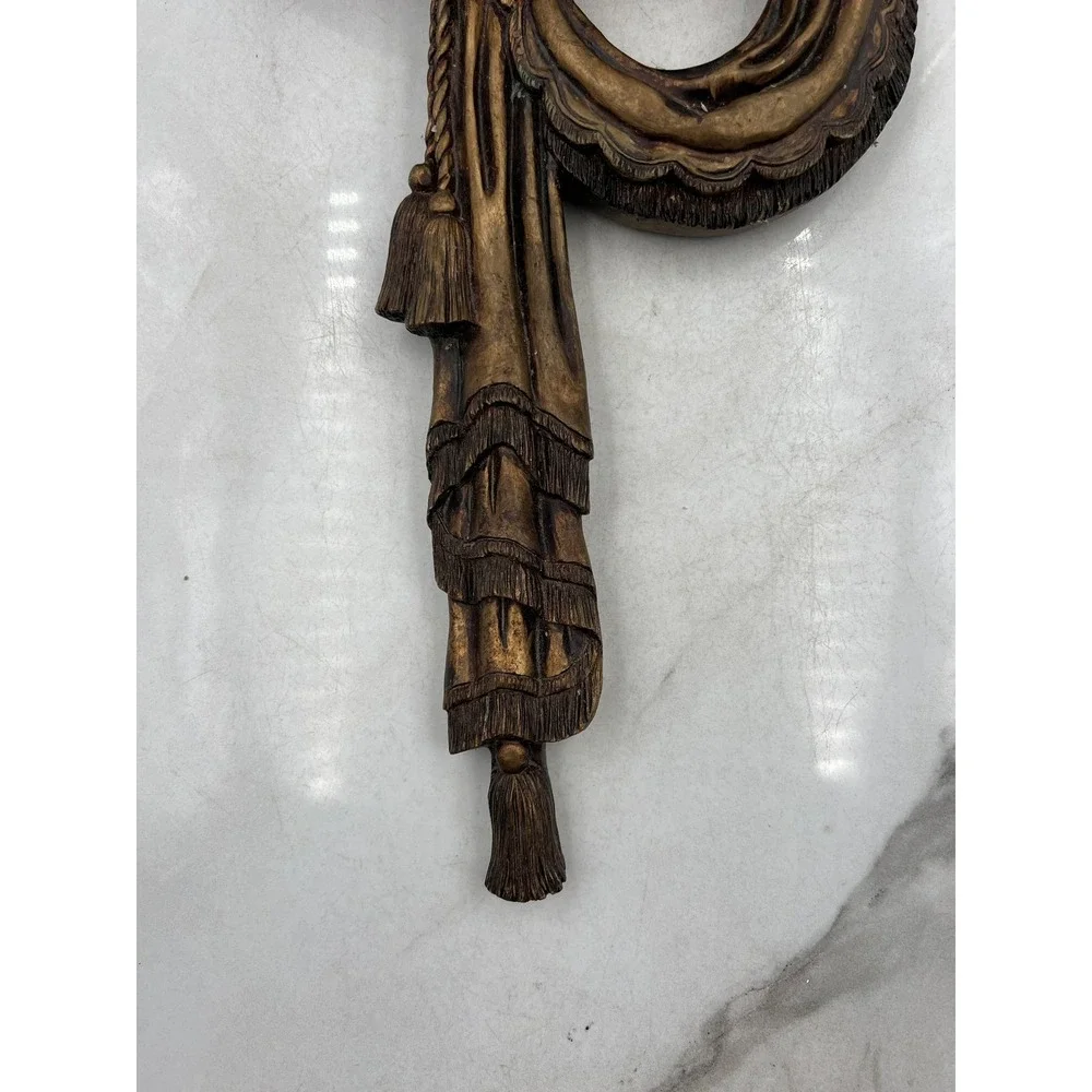 Design Toscano Wall Shelf Sconce Corbel Demi-Lune Resin Bow Tassel Gold Rococo